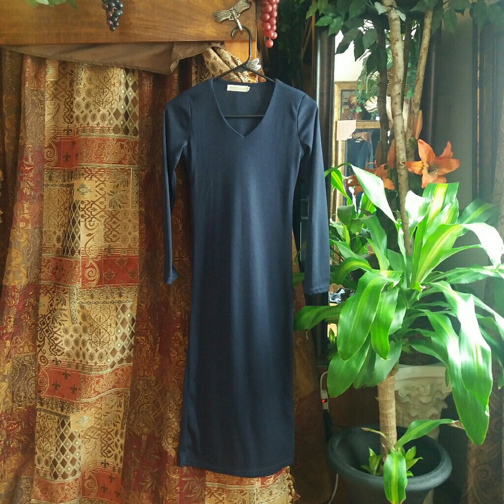 Dark Blue Ribbed Dress